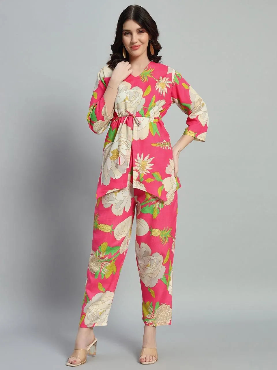 Aafreen Kaftan Set- Pink