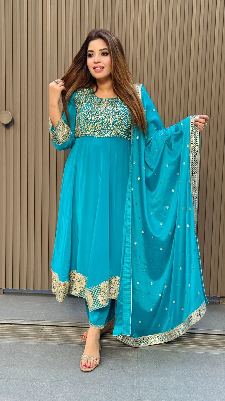 Afsheen Anarkali Suit- Black, Pink, Purple