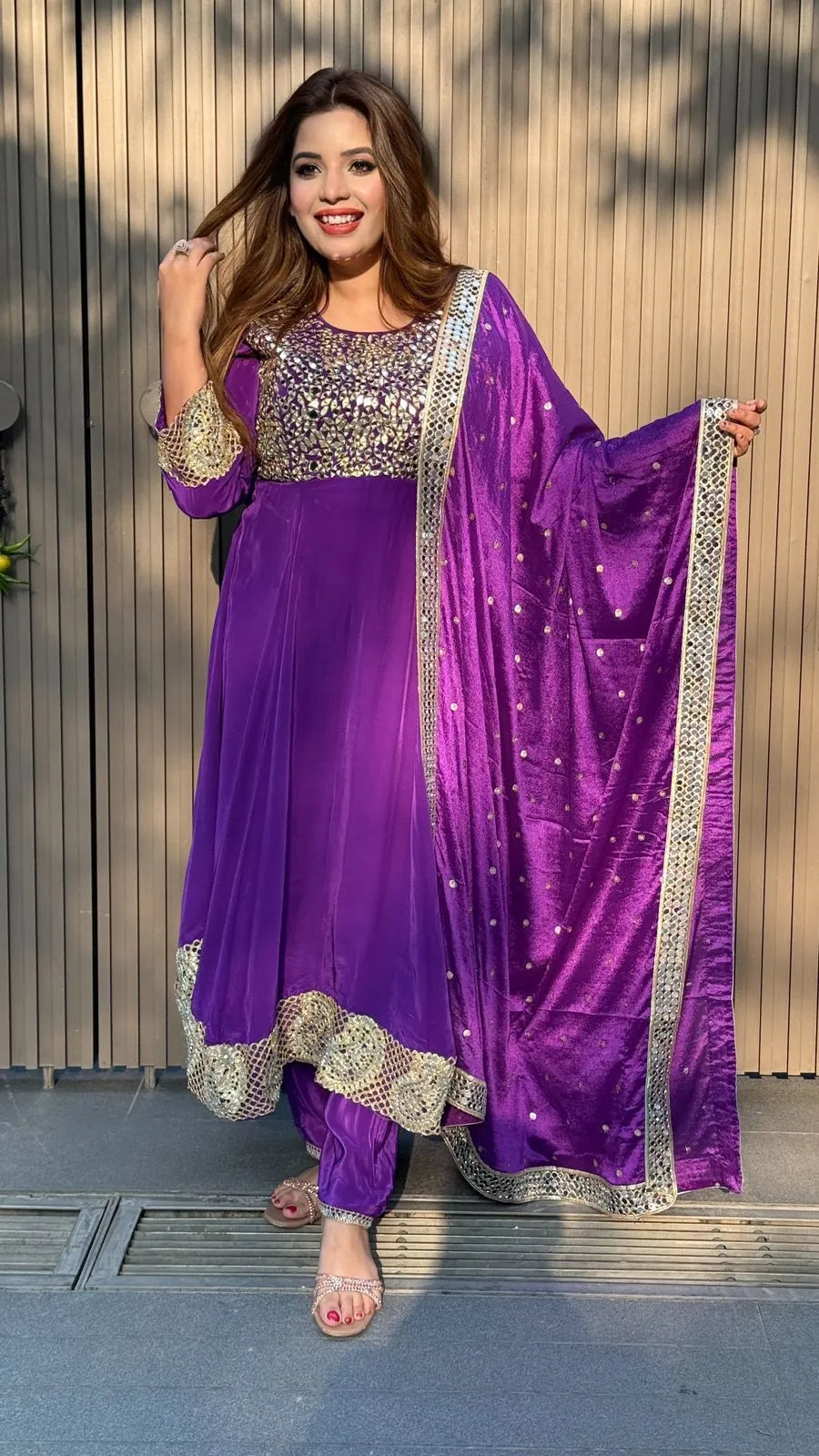 Afsheen Anarkali Suit- Black, Pink, Purple