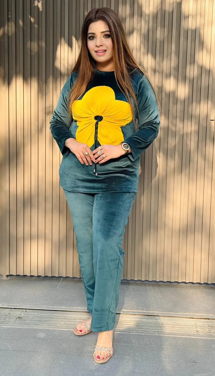 Arvella Velvet Cordset- Green Grey, Black, Yellow