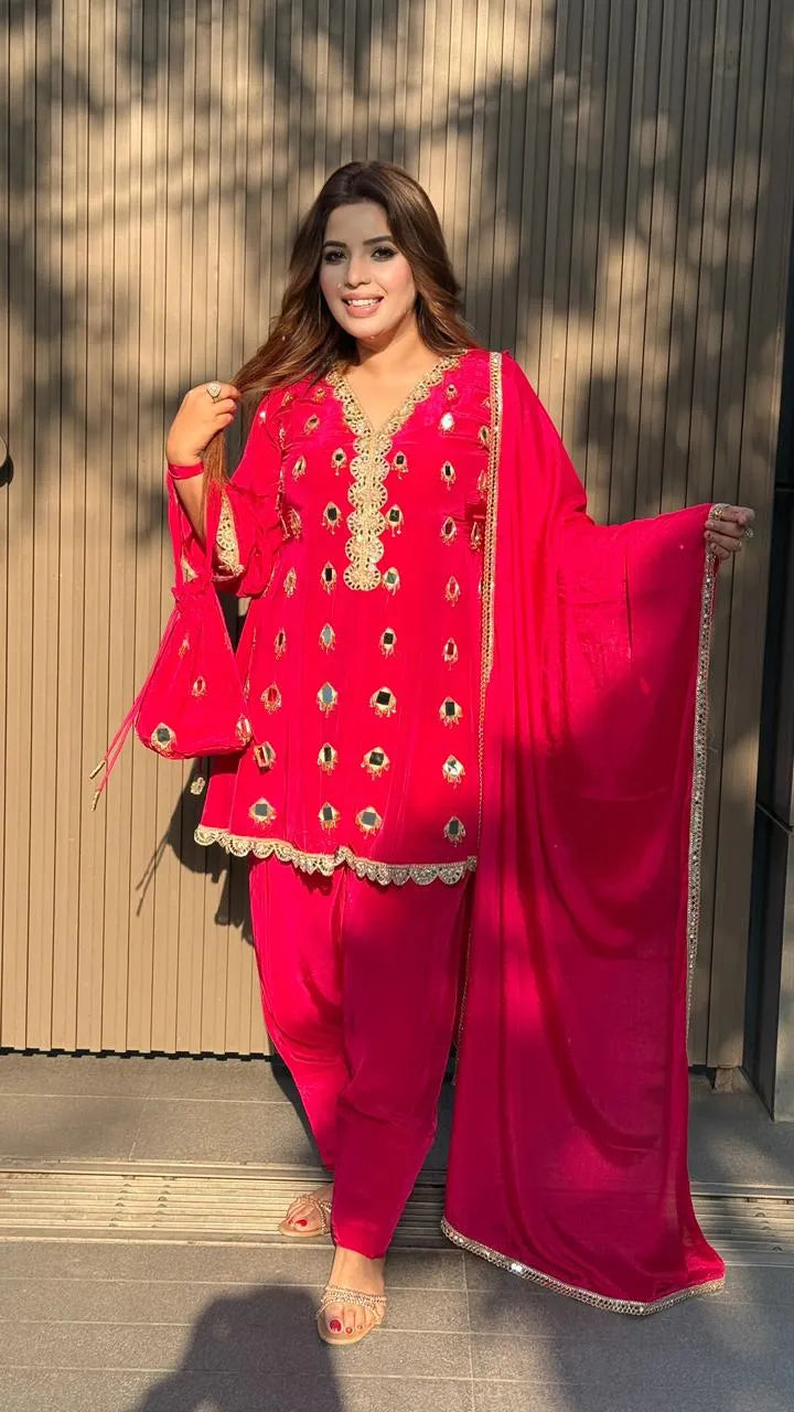 Mahveen Suit Set- Pink, Blue