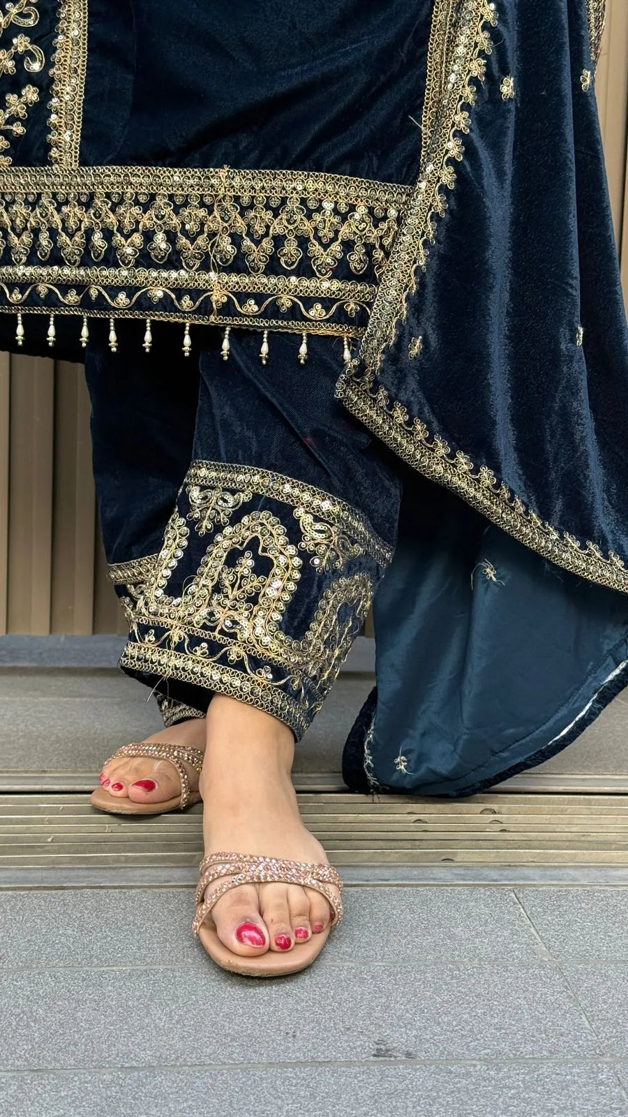 Meriva Velvet Suit Set- Purple, Blue, Maroon, Black