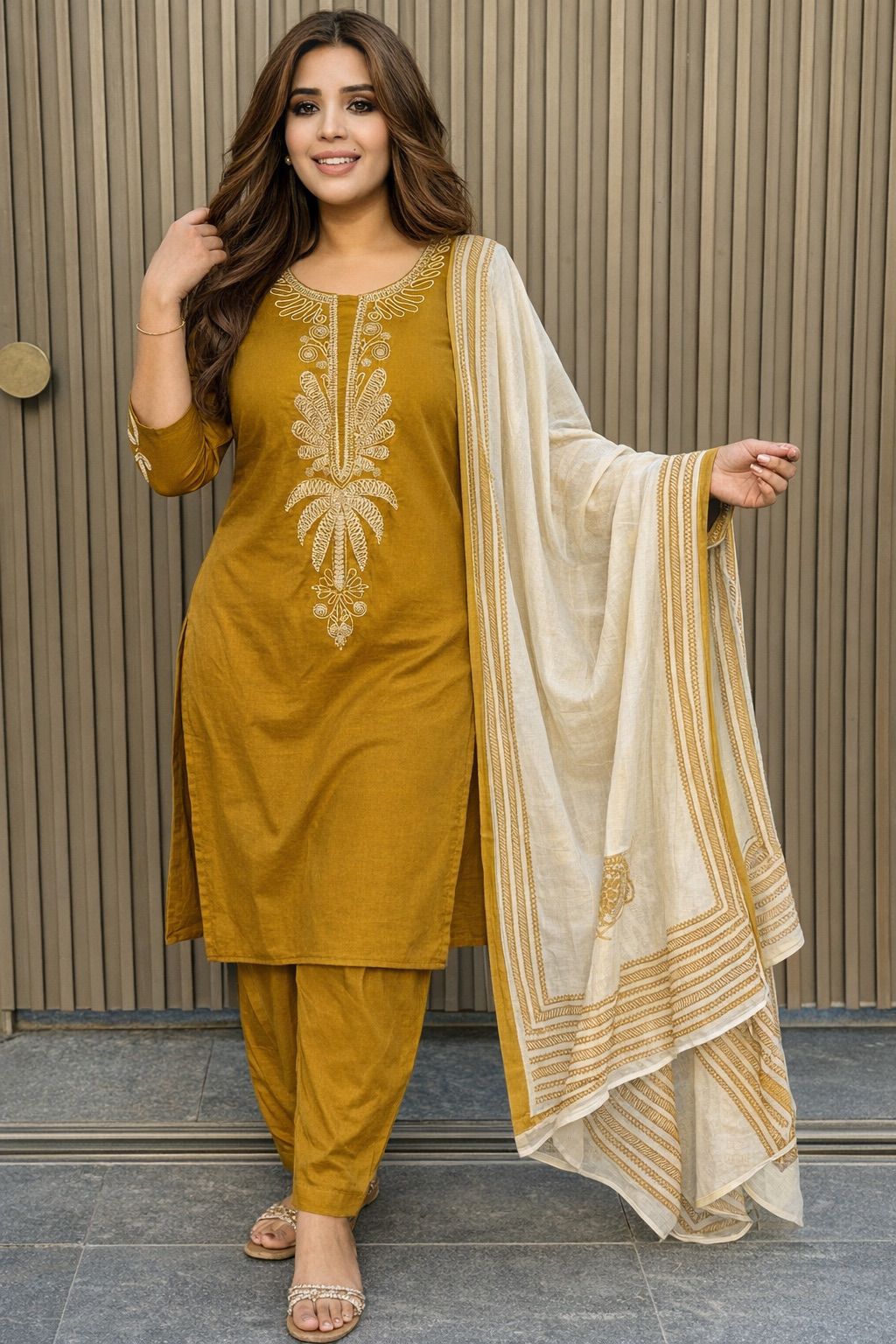 Aabira Timeless Ethnic Kurta Set – Blue, Black & Yellow