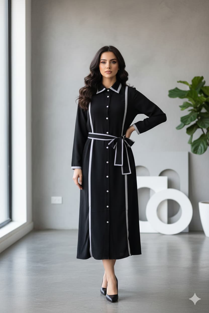 Velour Noir Contrast Dress