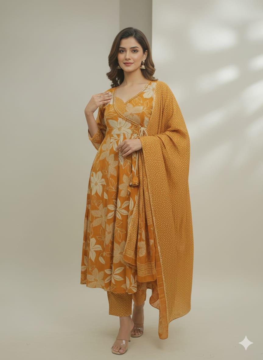 Gul-Aura Floral Ensemble – Premium Embroidered Kurta Set with Dupatta