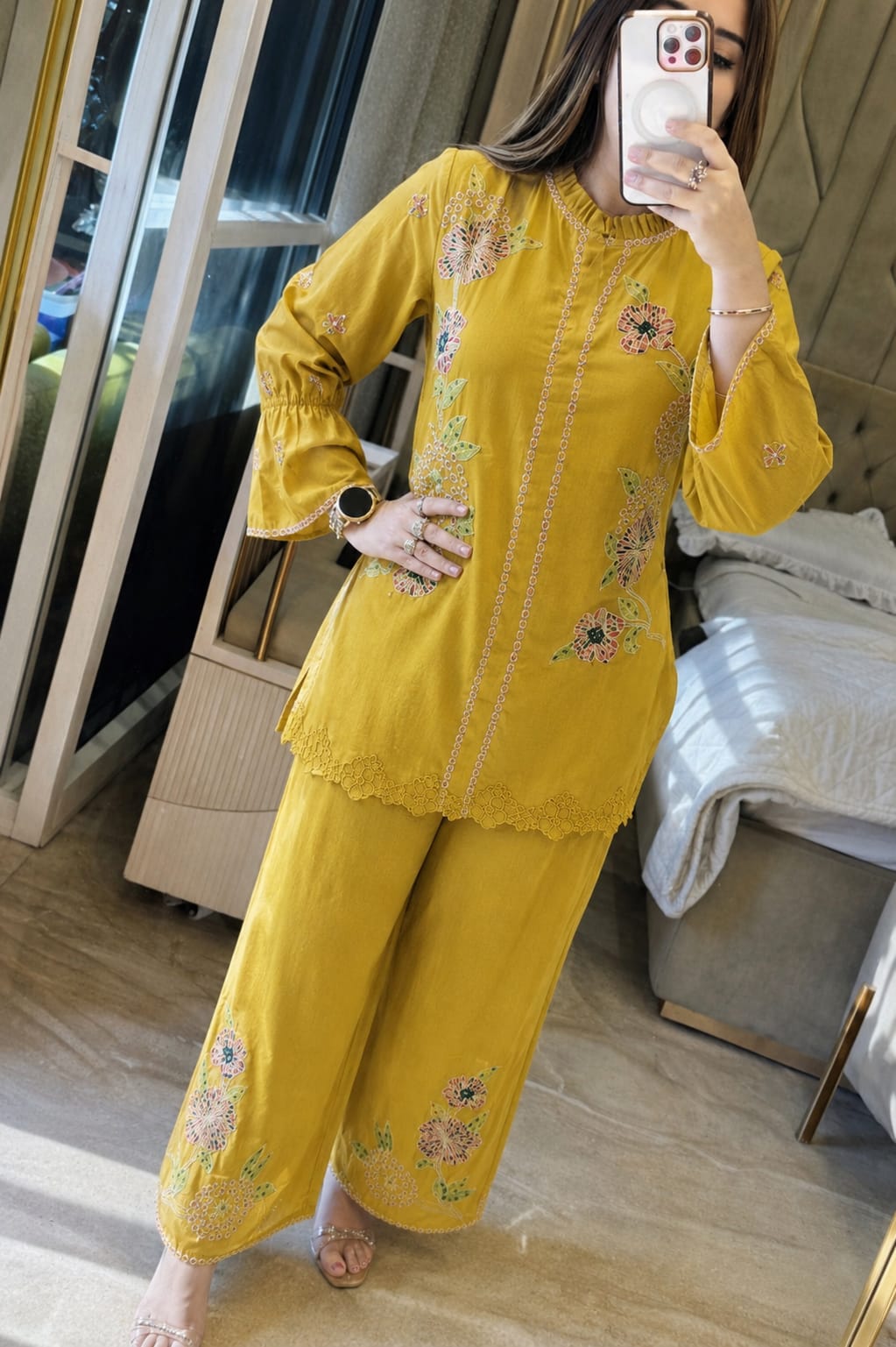 Zarmina Floral Grace Set – Blue Yellow Elegance