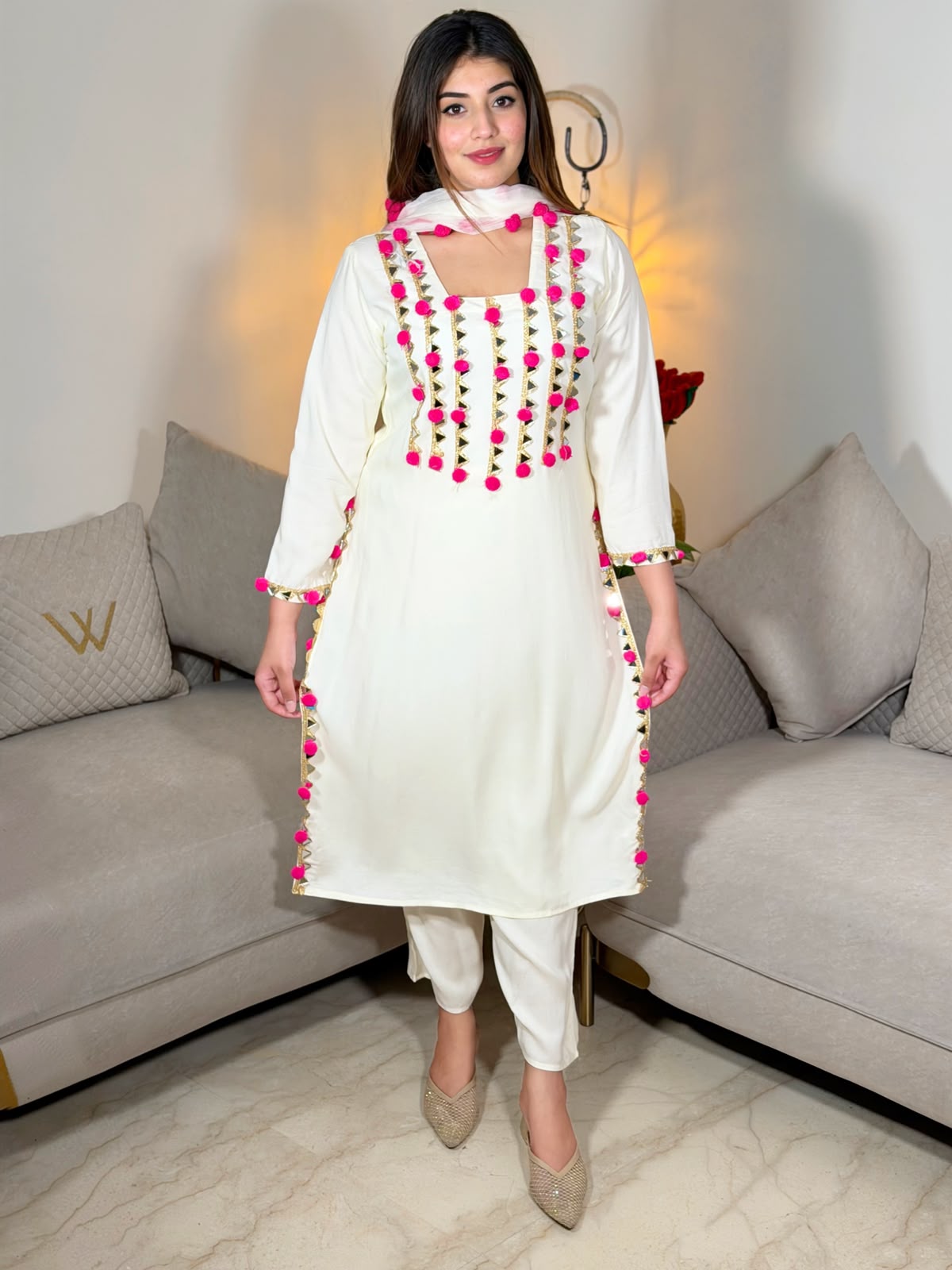 Noorani Pompom Suit Set