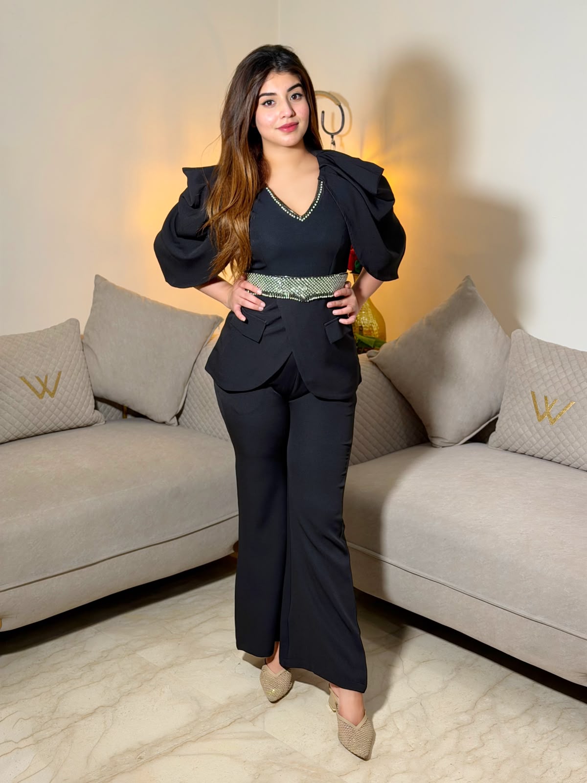 Shahzadi Pink & Black  Statement Set