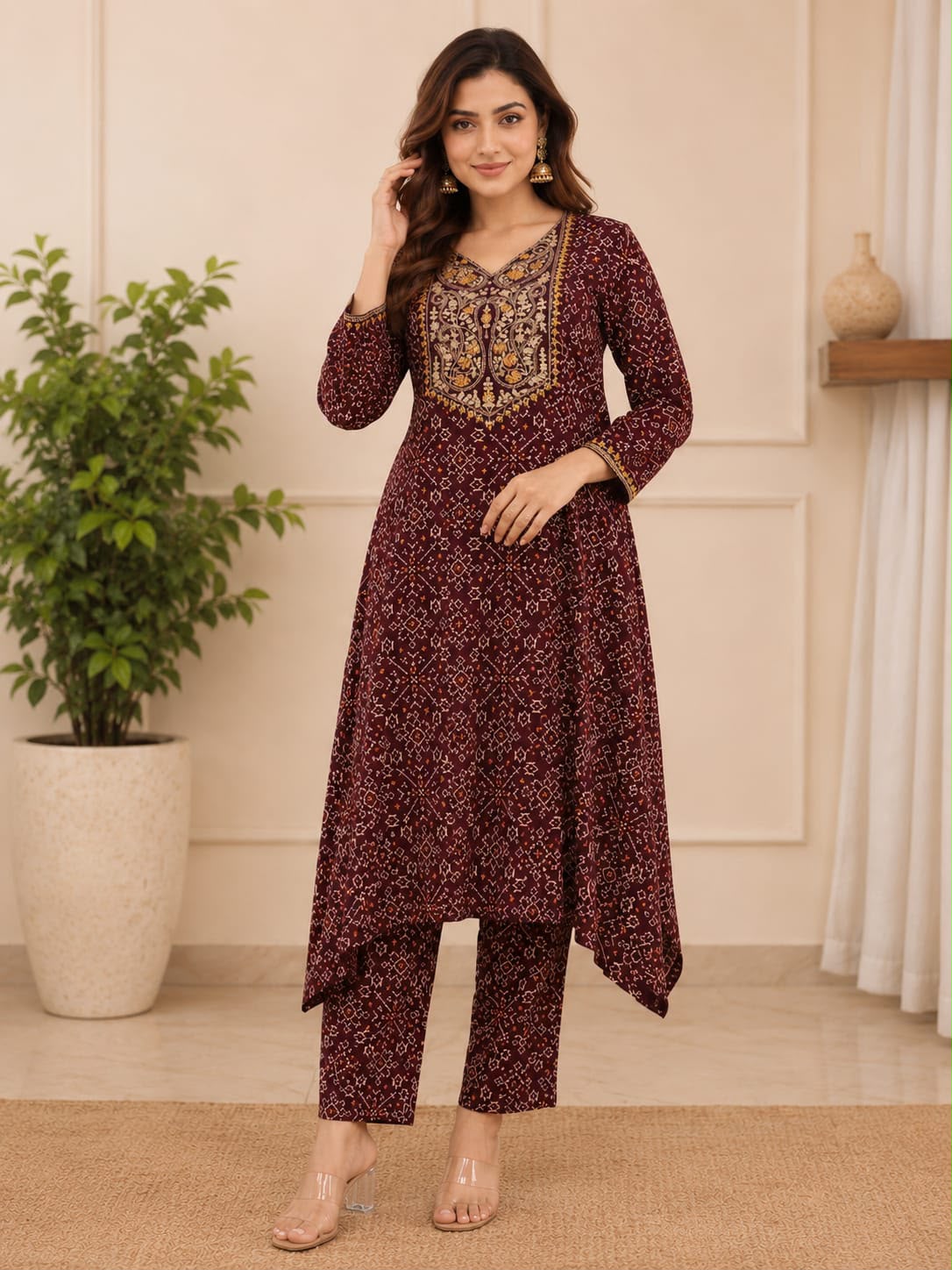 Zehra – Navy Blue Printed Premium Cotton Kurta Pant Set for Women | Elegant 2-Piece Ethnic Set