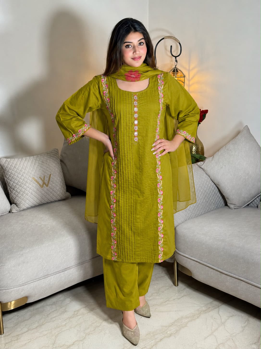 Nazmira Embroidered Pink Suit Set