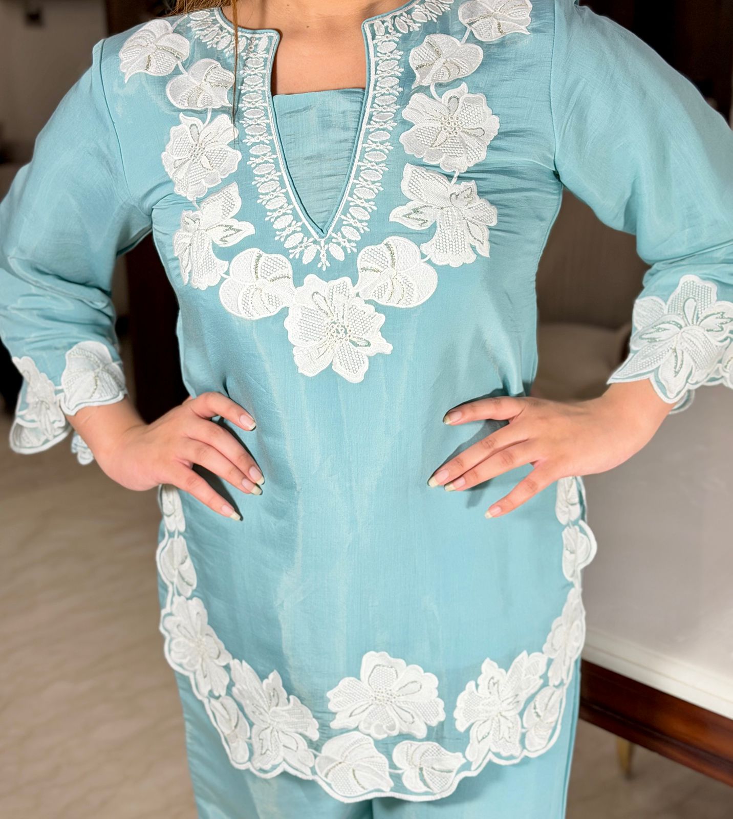 Dilara – Premium Mal Chanderi Embroidered 3-Piece Suit Set