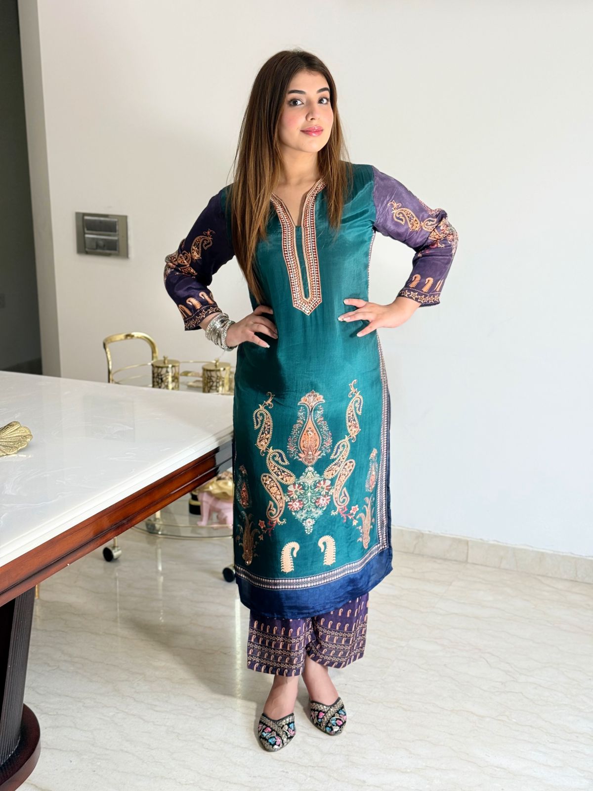 Nazmira – Premium Natural Crepe Handwork Co-ord Set