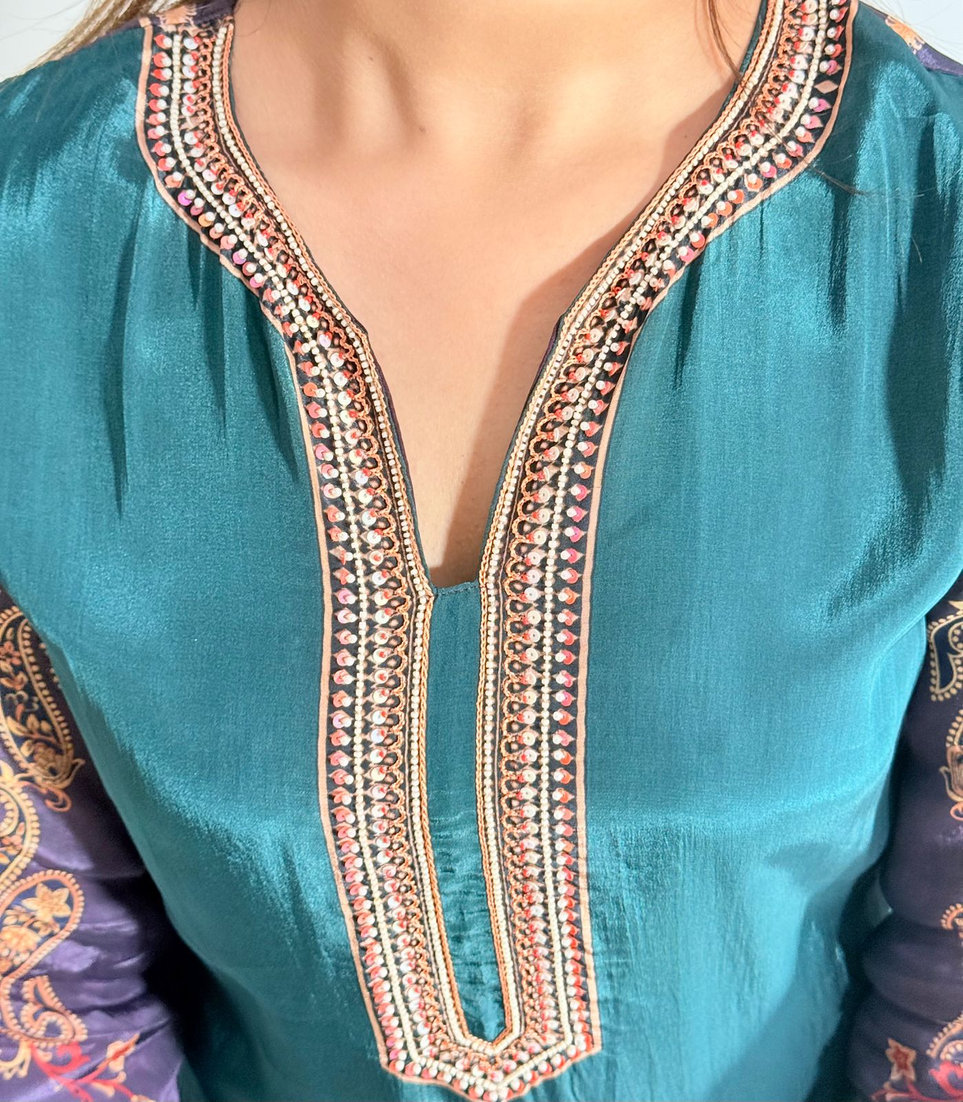 Nazmira – Premium Natural Crepe Handwork Co-ord Set