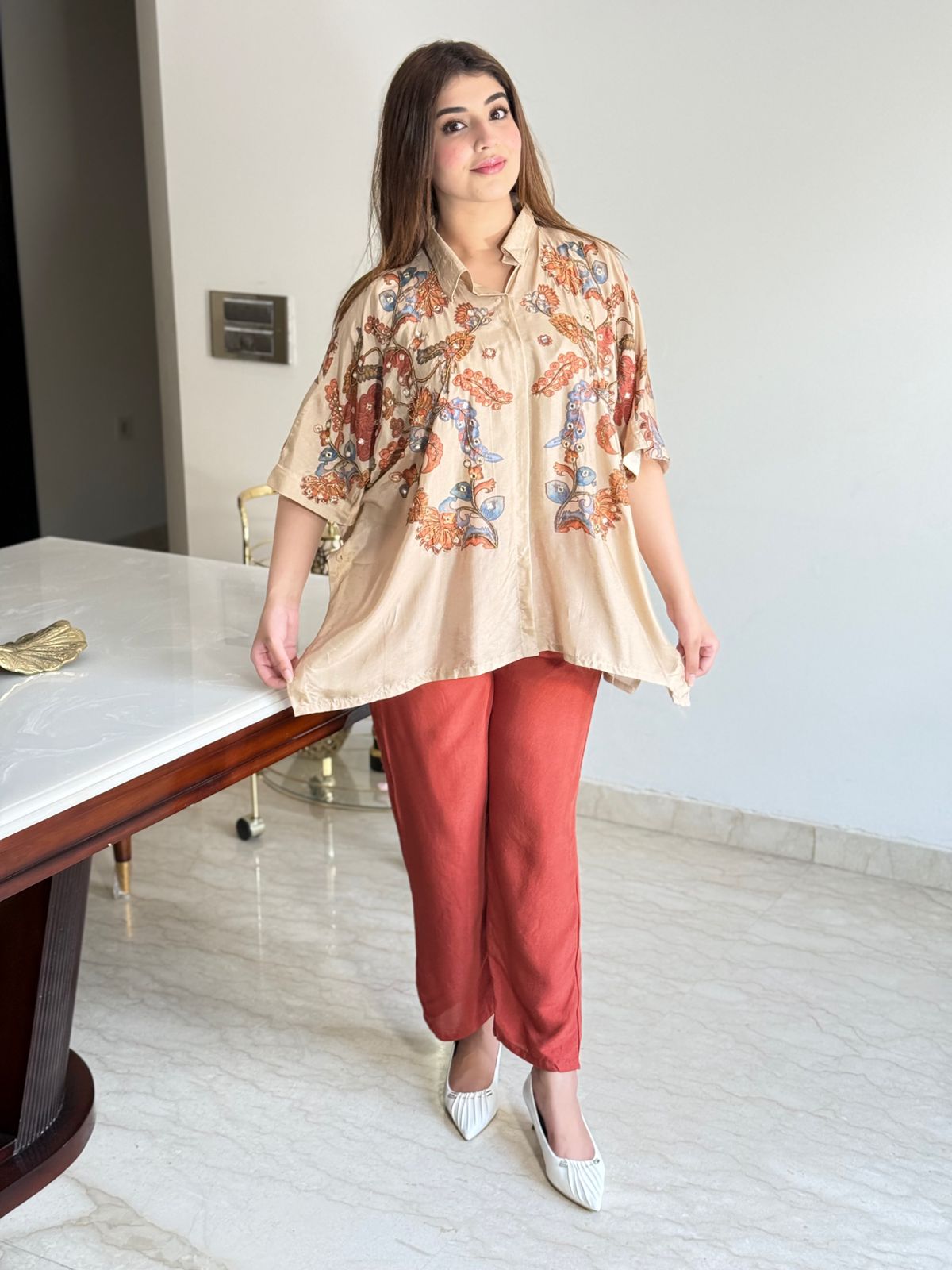 Meherza – Premium Natural Crepe Kaftan Co-ord Set