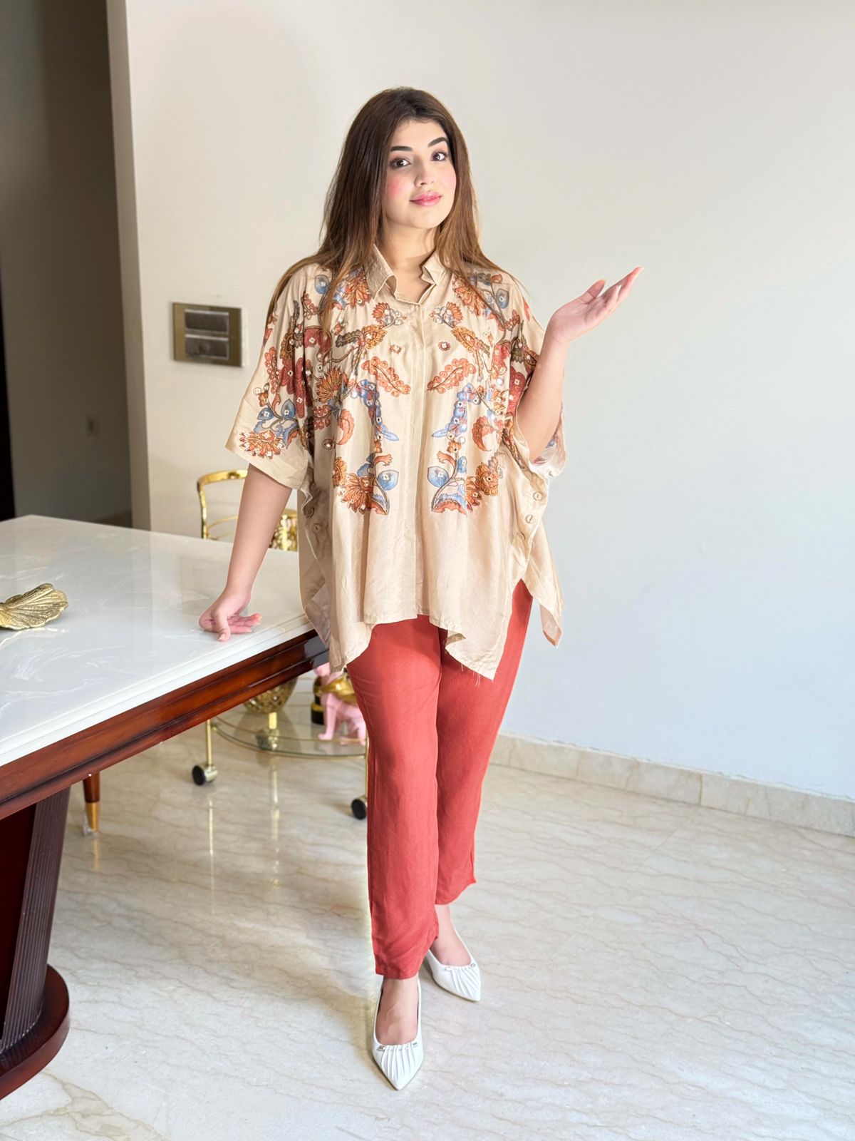 Meherza – Premium Natural Crepe Kaftan Co-ord Set