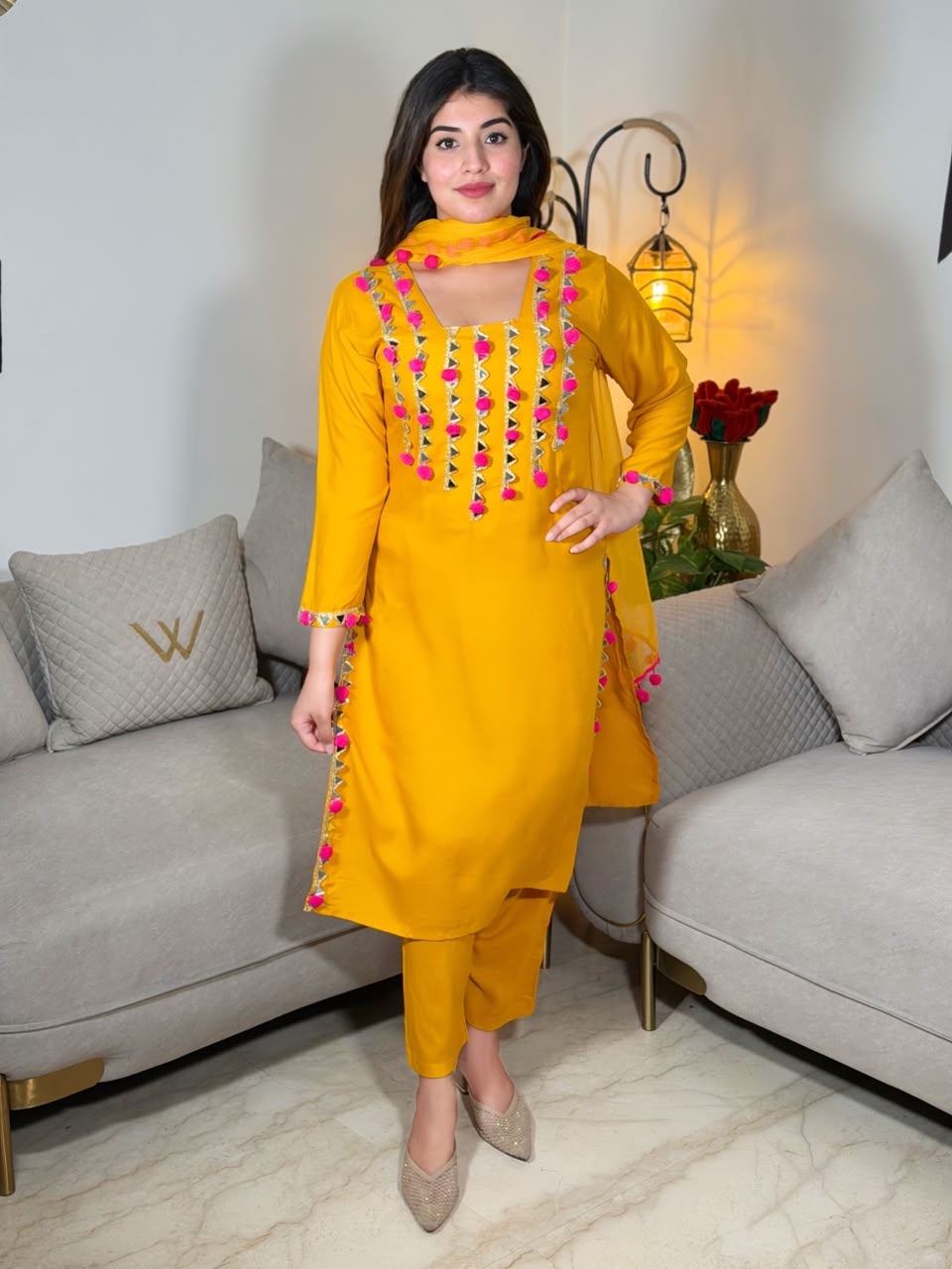 Noorani Pompom Suit Set