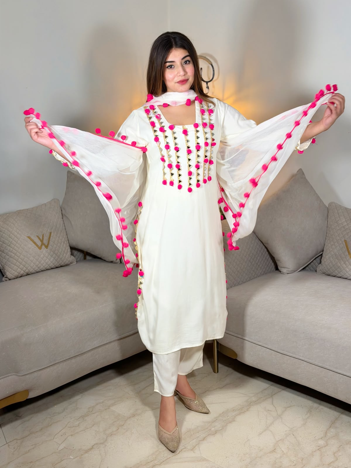 Noorani Pompom Suit Set