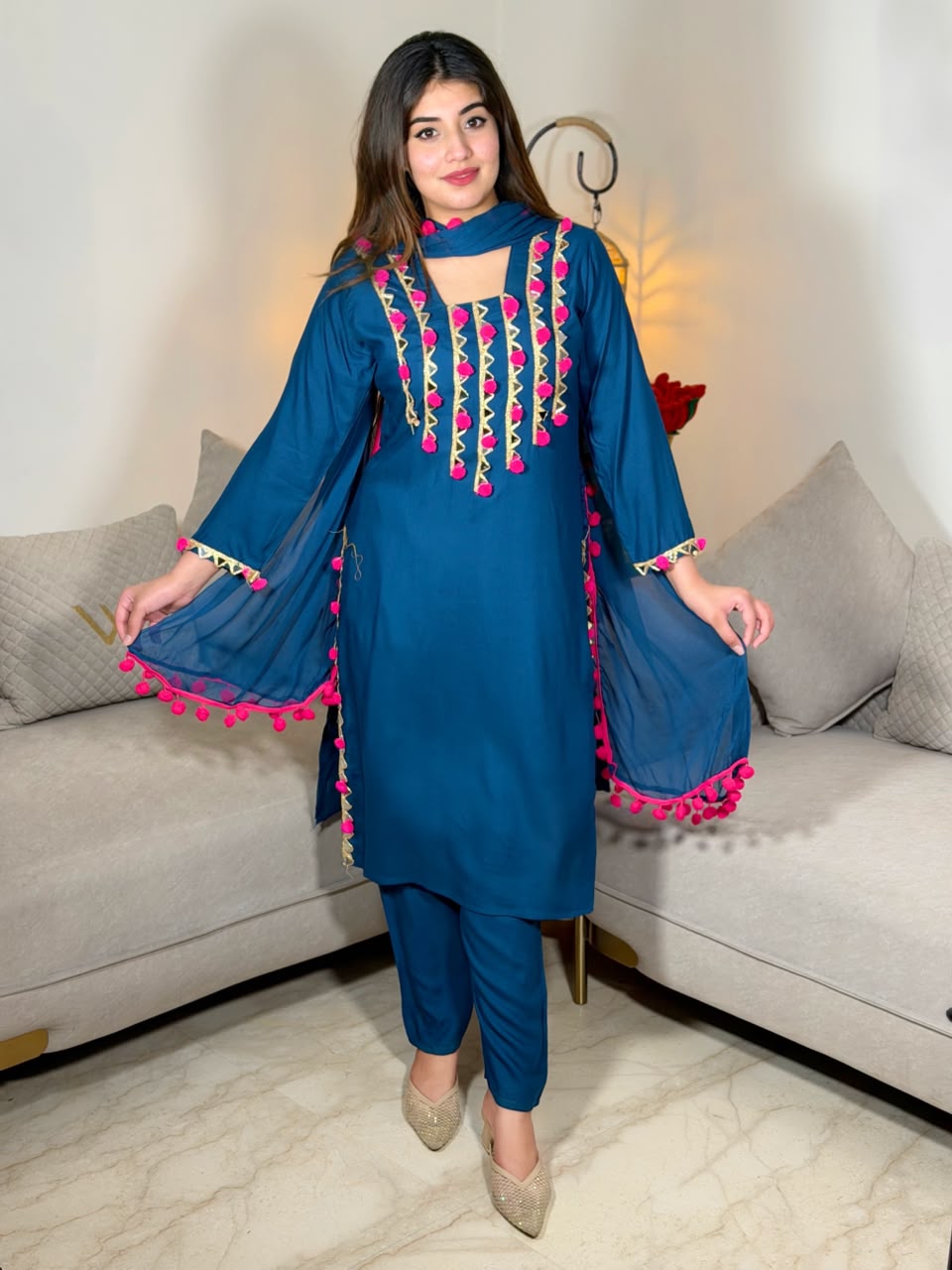 Noorani Pompom Suit Set