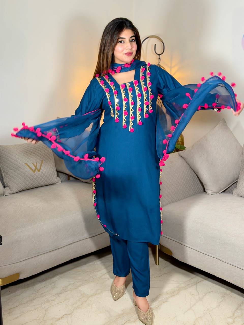 Noorani Pompom Suit Set