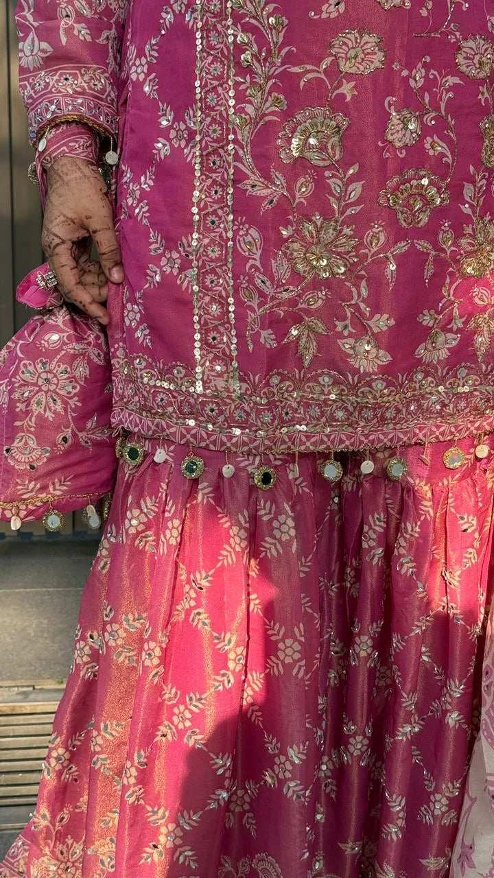 Zivana Sharar Suit- Blue, Pink