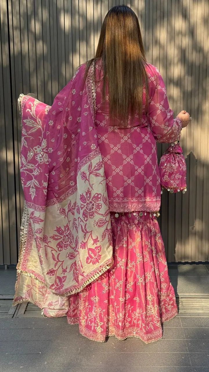 Zivana Sharar Suit- Blue, Pink