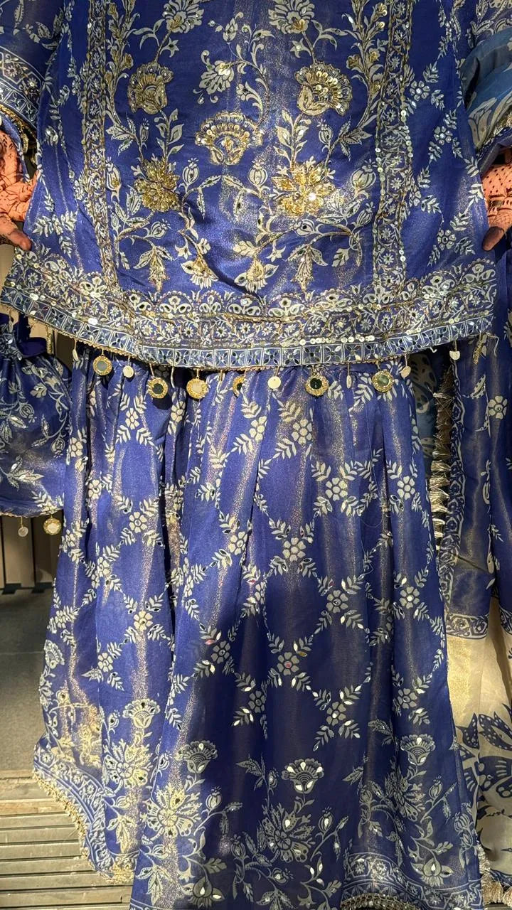 Zivana Sharar Suit- Blue, Pink