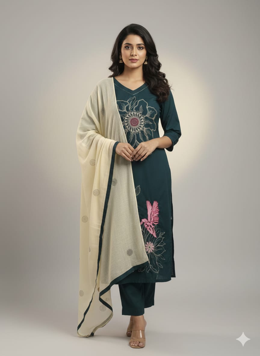 Zivah Floral Embroidered Kurta Set