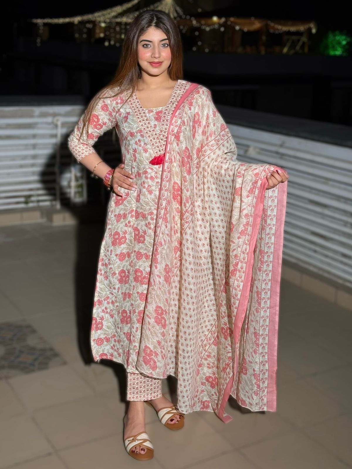 Roselle Floral Printed Kurta Set with Dupatta