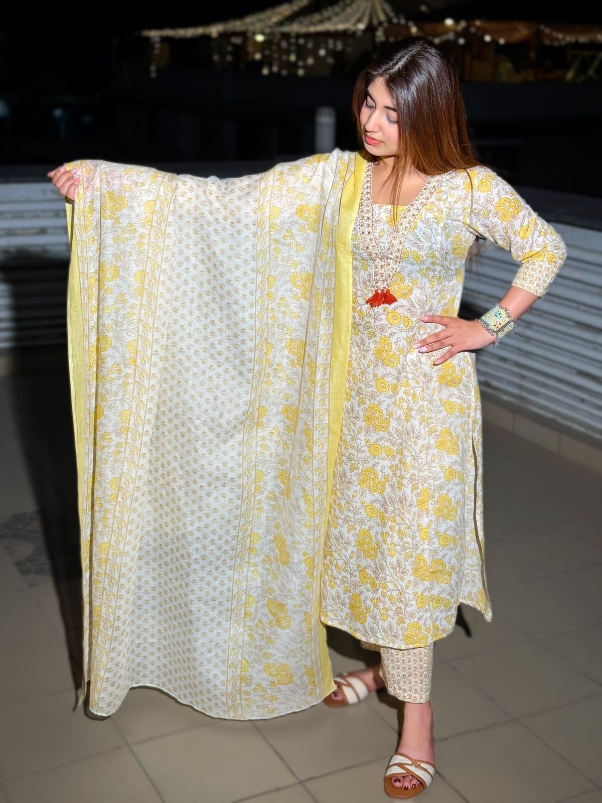 Roselle Floral Printed Kurta Set with Dupatta