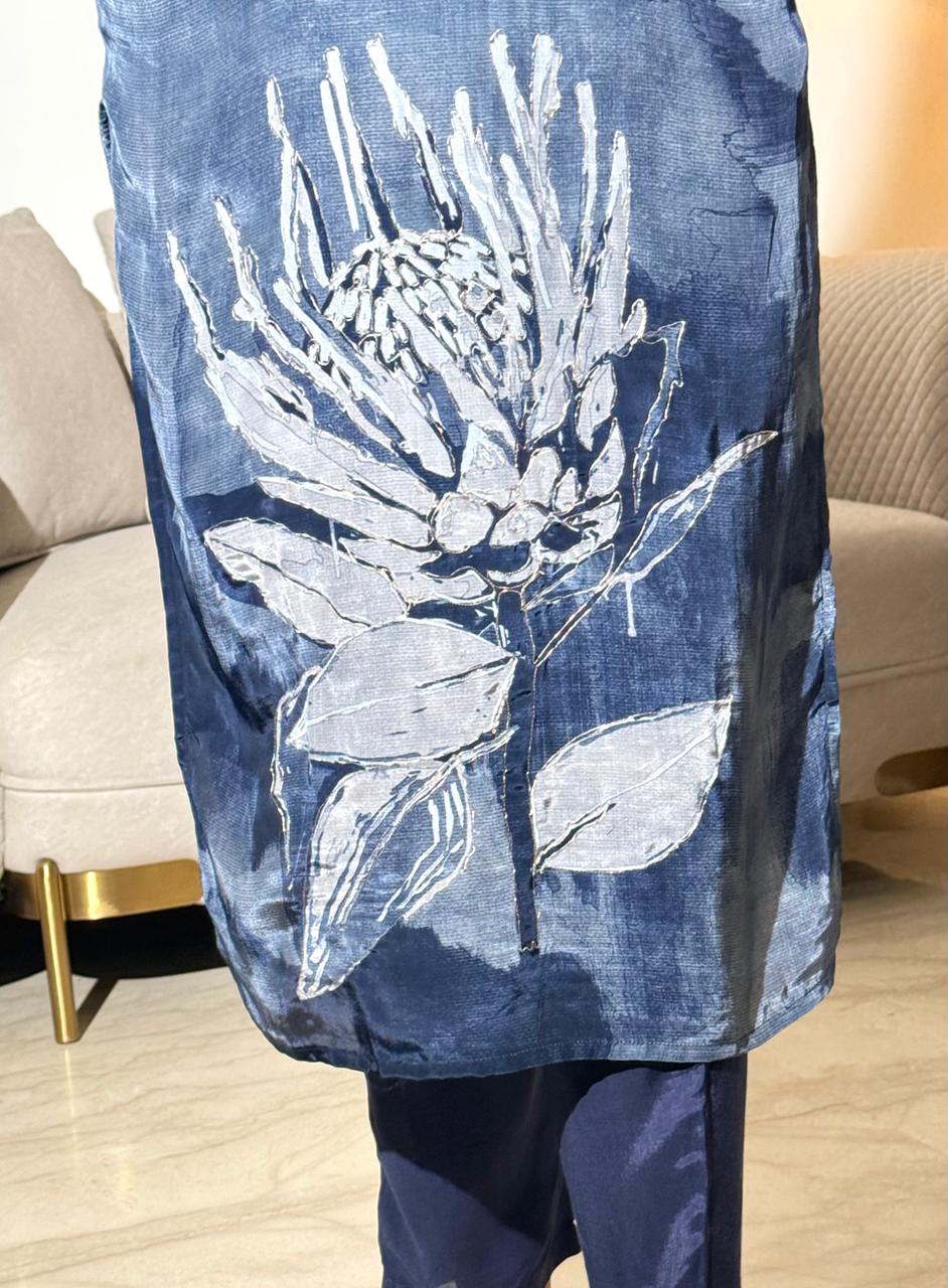 Indivya Blue Printed Kurta Set with Dupatta for Women