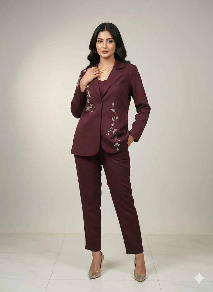 Majestic Embellished Blazer & Trouser Set