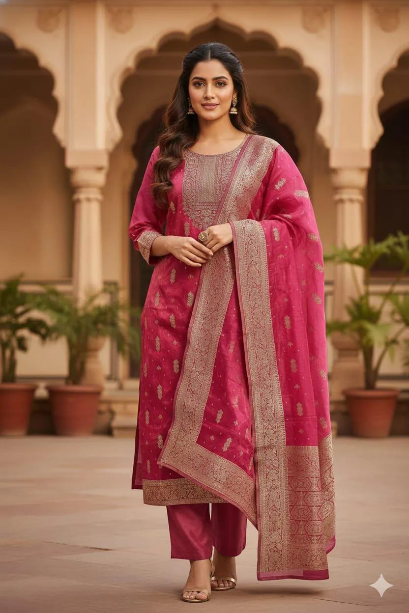 Luxe 3-Piece Power Suit with Hand-Embroidered Accents