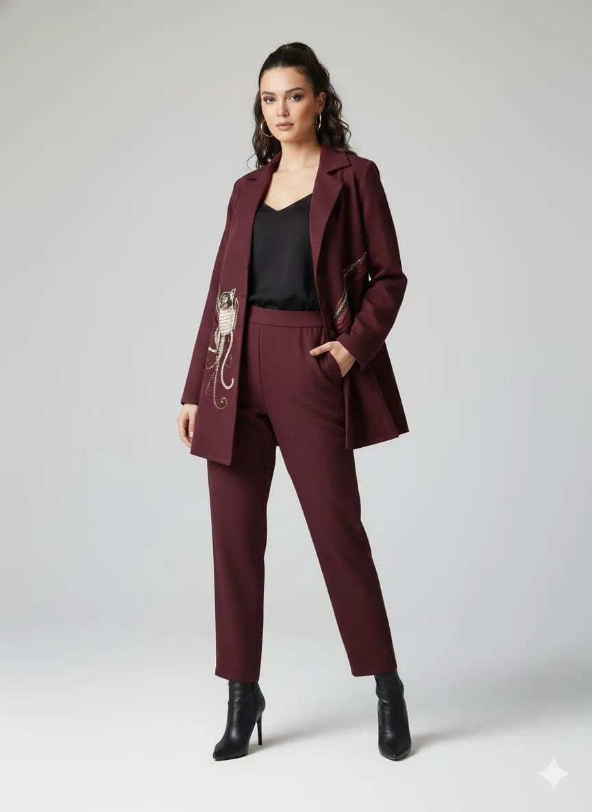 Majestic Embellished Blazer & Trouser Set