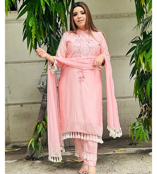 Baby Pink Salwar Suits for Ladies Online | Party Wear Salwar Kameez