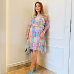 Selfie Multicolor Designer Crinkled Dress