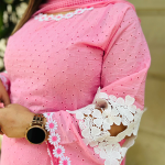 Selfie Baby Pink Chikan Suit Set