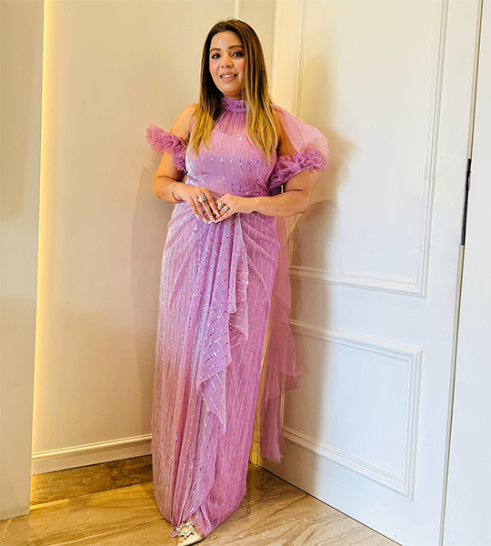 Selfie Lavender Designer Drape Saree