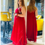 Selfie Crimson Red Designer Georgette Kaftan