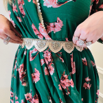 Selfie Juniper Green Floral Print Georgette Gown