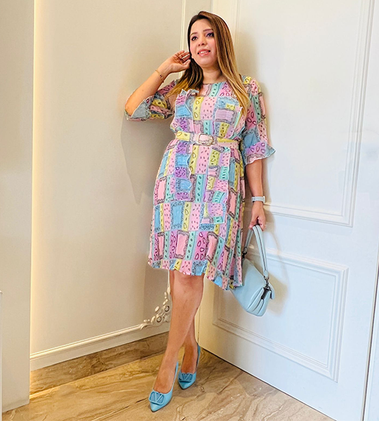 Selfie Multicolor Designer Crinkled Dress