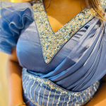 Selfie Sapphire Blue Satin Drape Saree
