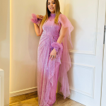 Selfie Lavender Designer Drape Saree