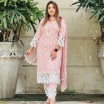 Selfie Pastel Peach Pakistani Cotton Suit Set