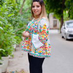 Selfie Snow White Cotton Kashmiri Embroidered Jacket