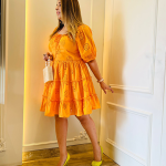 Selfie Tangerine Orange Smoking Dress