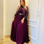 Selfie Sangria Purple Cane Cane Georgette Gown