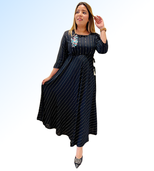 Selfie Ebony Black Rayon Maxi Dress