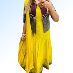 Selfie Canary Yellow Anarkali Suit Set