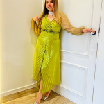 Selfie Chartreuse Green Crinkled Gown
