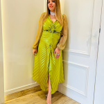 Selfie Chartreuse Green Crinkled Gown